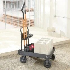 Husky 38 In. W All-Terrain Folding Tool Cart -Husky Shop textured black husky tool carts h38foldcart 4f 1000