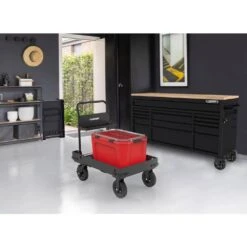 Husky 38 In. W All-Terrain Folding Tool Cart -Husky Shop textured black husky tool carts h38foldcart fa 1000