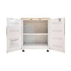 HUSKY 28 In. W X 33 In. H X 19 In.D Folding 22-Gauge Steel 1-Piece Garage Storage System In White W/ Wooden Worktop 9 HUSKY 28 In. W X 33 In. H X 19 In.D Folding 22-Gauge Steel 1-Piece Garage Storage System In White W/ Wooden Worktop -Husky Shop white gloss powder coating husky free standing cabinets fc182832t01wt 77 1000