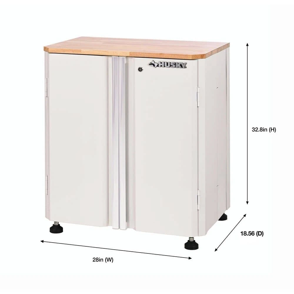 HUSKY 28 In. W X 33 In. H X 19 In.D Folding 22-Gauge Steel 1-Piece Garage Storage System In White W/ Wooden Worktop 2 HUSKY 28 In. W X 33 In. H X 19 In.D Folding 22-Gauge Steel 1-Piece Garage Storage System In White W/ Wooden Worktop - Image 2