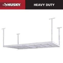Husky 97.5 In. W X 43.75 In. H X 32 In. D Adjustable Metal Overhead Garage Storage Rack In White