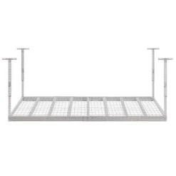 Husky 97.5 In. W X 43.75 In. H X 48 In. D Adjustable Height Metal Heavy-Duty Overhead Garage Storage Rack In White -Husky Shop white husky overhead garage storage acr4896w p fa 1000