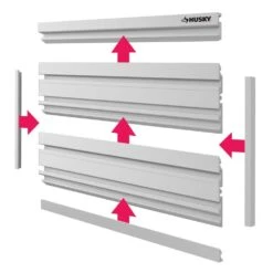 Husky 4-Panel Pack With Trim For Garage Slat Wall System -Husky Shop white husky slatwall panels 80236hwpk 44 1000