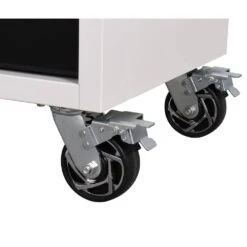 Husky Limited Edition 61 In. W X 23 In. D 11-Drawer White Mobile Workbench Cabinet With Solid Wood Top -Husky Shop white mobile workbenches h61mwc11wbb 1f 1000