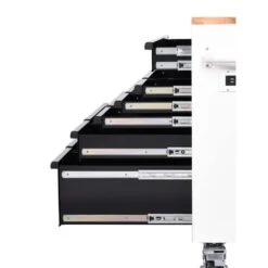 Husky Limited Edition 61 In. W X 23 In. D 11-Drawer White Mobile Workbench Cabinet With Solid Wood Top -Husky Shop white mobile workbenches h61mwc11wbb a0 1000