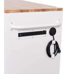 Husky Limited Edition 61 In. W X 23 In. D 11-Drawer White Mobile Workbench Cabinet With Solid Wood Top -Husky Shop white mobile workbenches h61mwc11wbb c3 1000