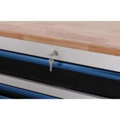 Husky Limited Edition 61 In. W X 23 In. D 11-Drawer White Mobile Workbench Cabinet With Solid Wood Top -Husky Shop white mobile workbenches h61mwc11wbb fa 1000